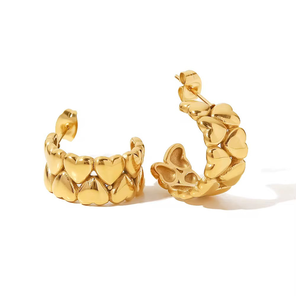 Heart's Desire Stud Earrings -18KT Gold Plated