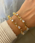 Zirconia Studded Tulip Bracelet -18KT Gold Plated