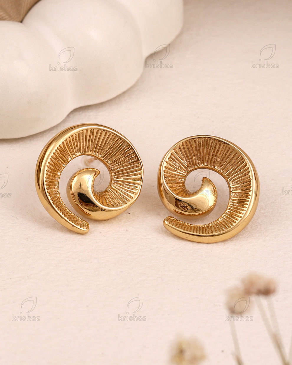 Twisted Spiral Stud Earring- Demifine 18KT Gold Plated
