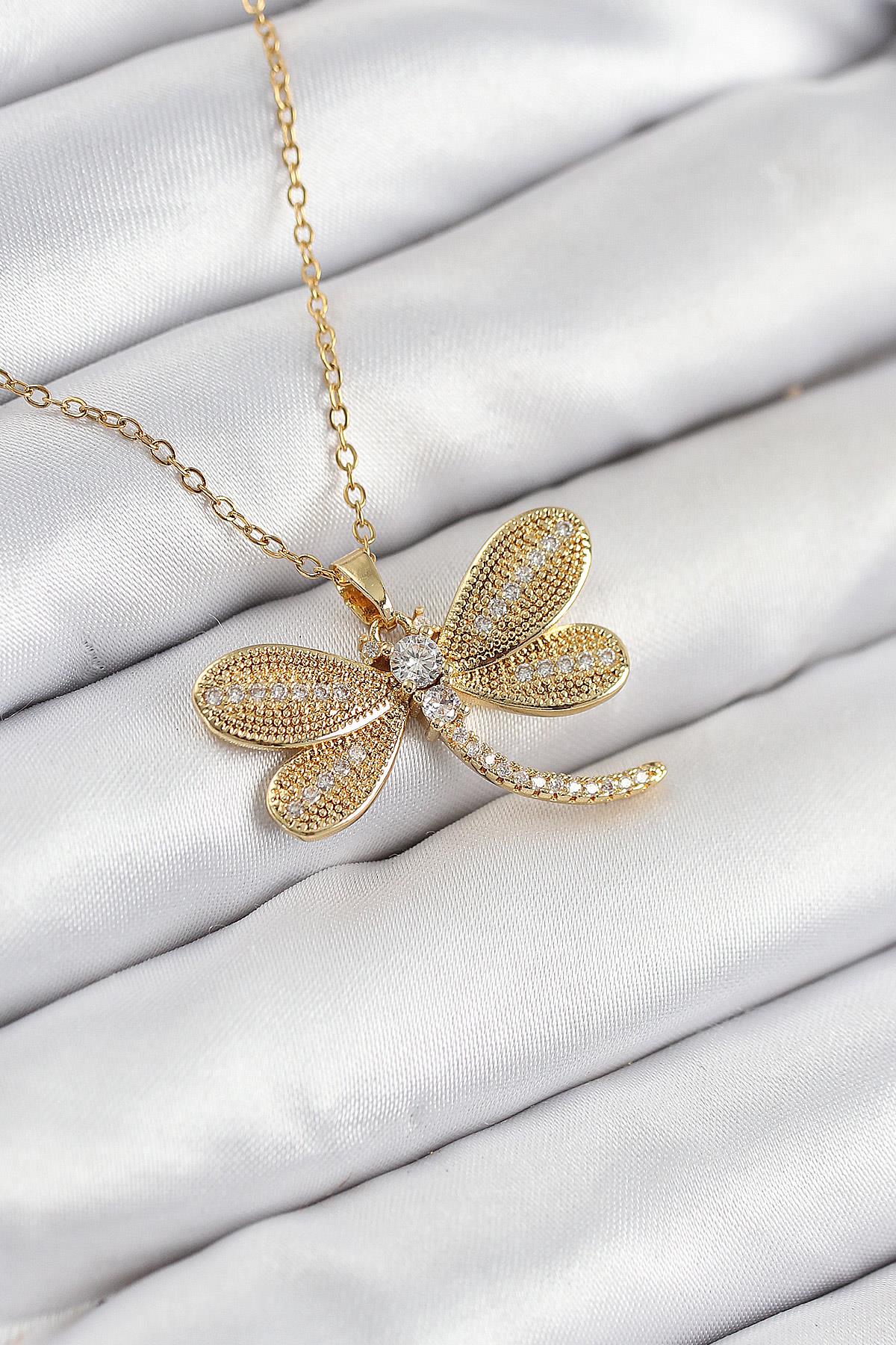The Aurelia Dragonfly Pendant -18KT Gold Plated