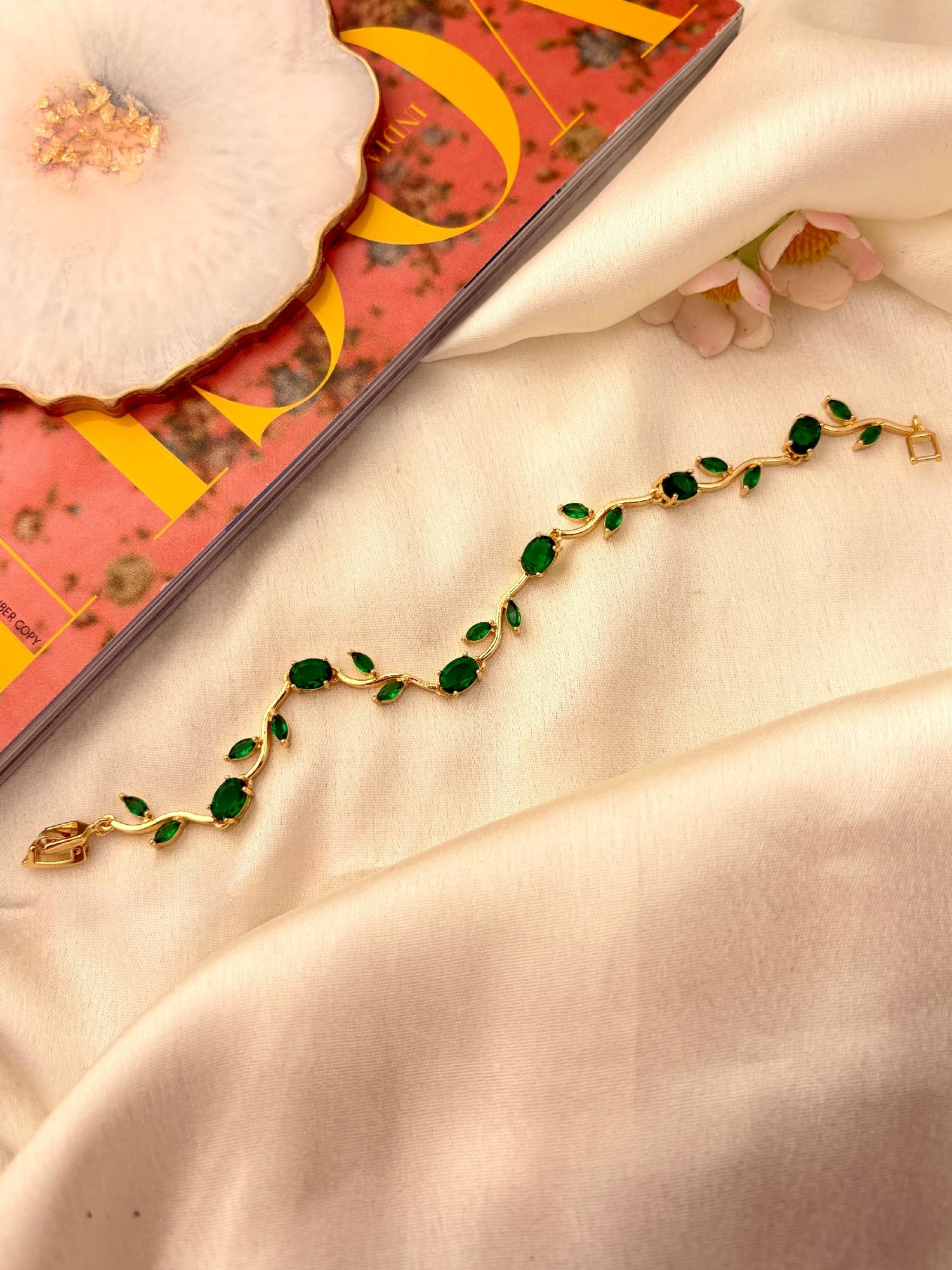 Emerald Tulip Bracelet -18KT Gold Plated