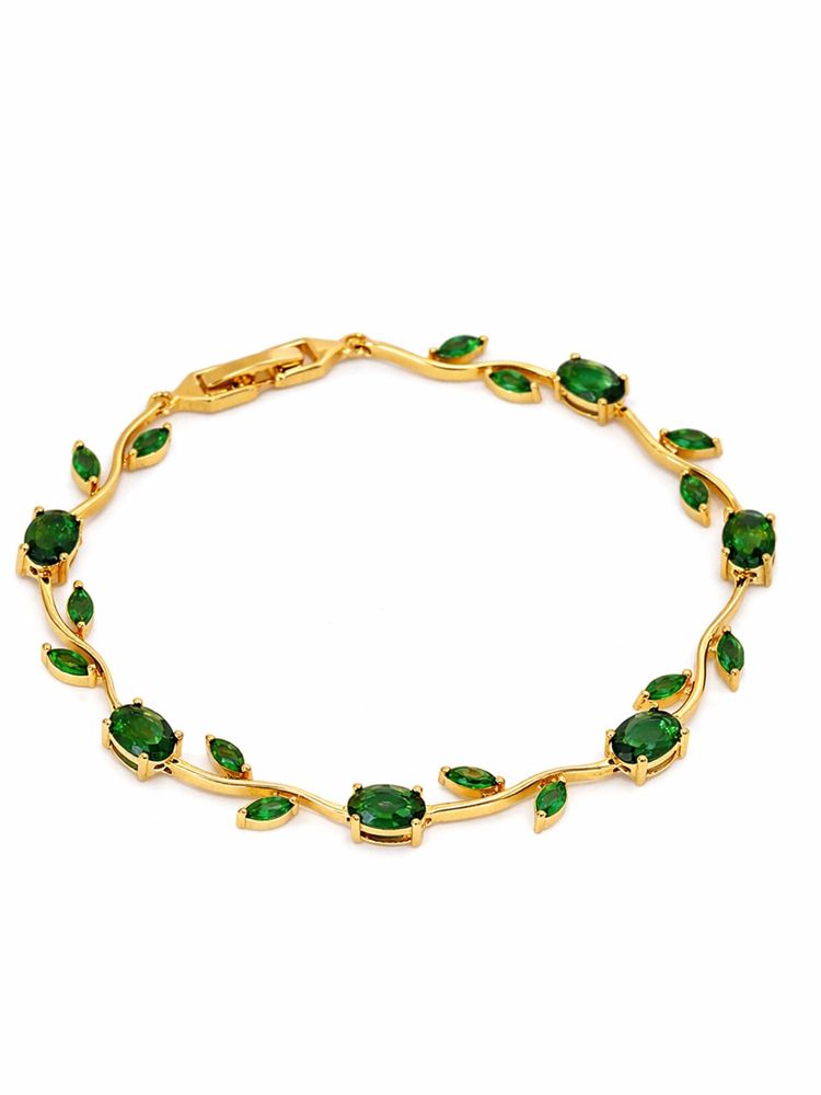Emerald Tulip Bracelet -18KT Gold Plated