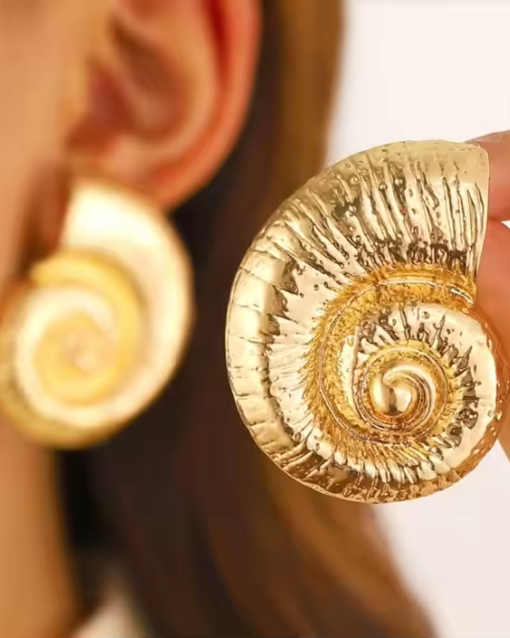 Spiral Seashell Statement Earring - Demifine 18KT Gold Plated