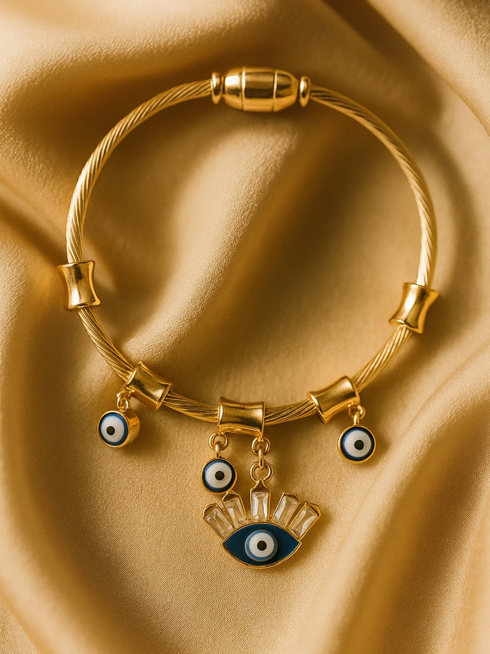Evil Eye Protection Cuff Bracelet - Demifine 18KT Gold Plated
