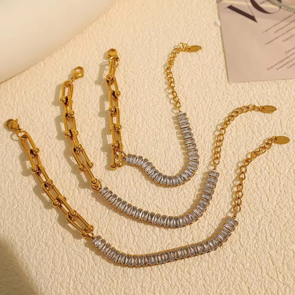 Horseshoe Cubic Zirconia Tennis Bracelet - Demifine 18KT Gold Plated