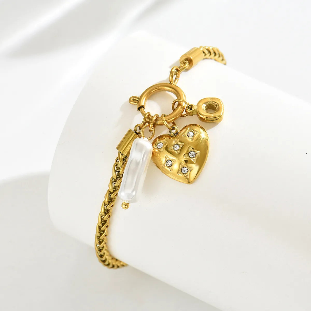 Heart of Pearl Charm Bracelet - Demifine 18KT Gold Plated