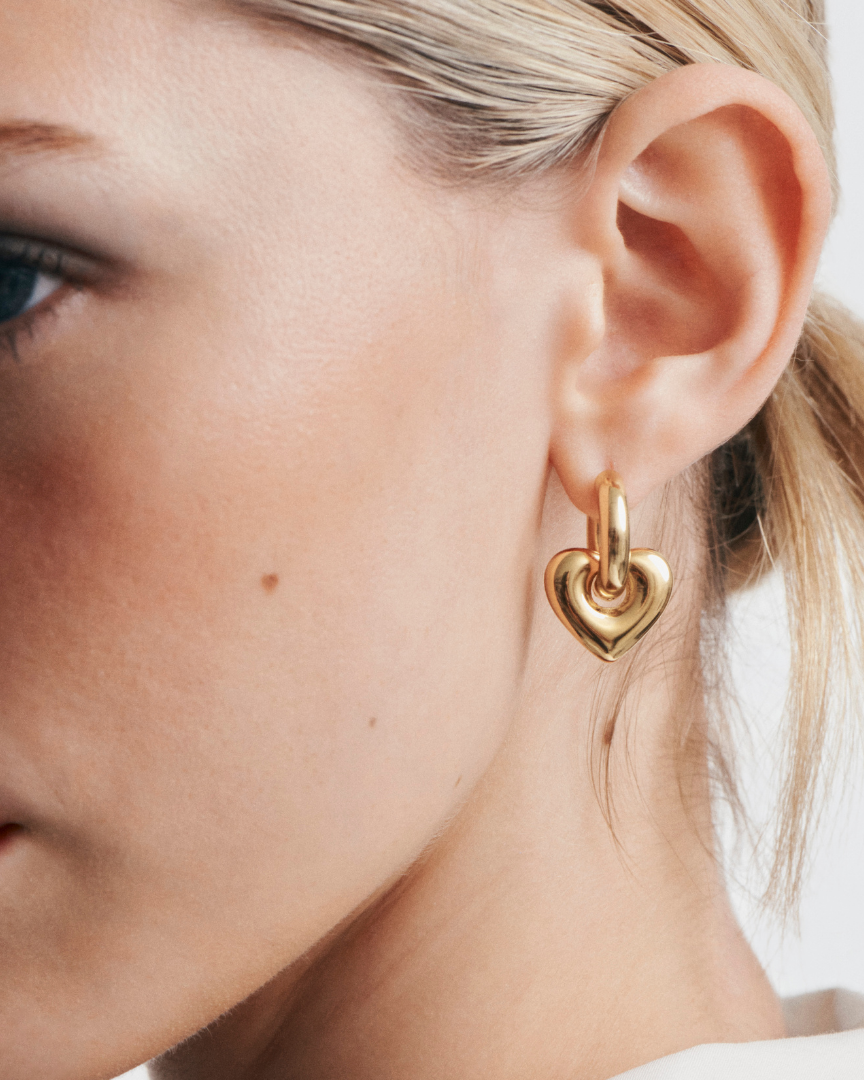 Heart Huggie Earrings -18KT Gold Plated