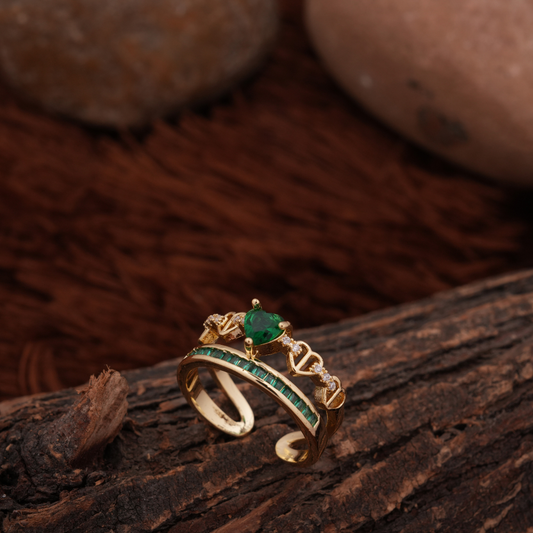 Eternal Promise Emerald Statement Ring - Demifine 18KT Gold Plated