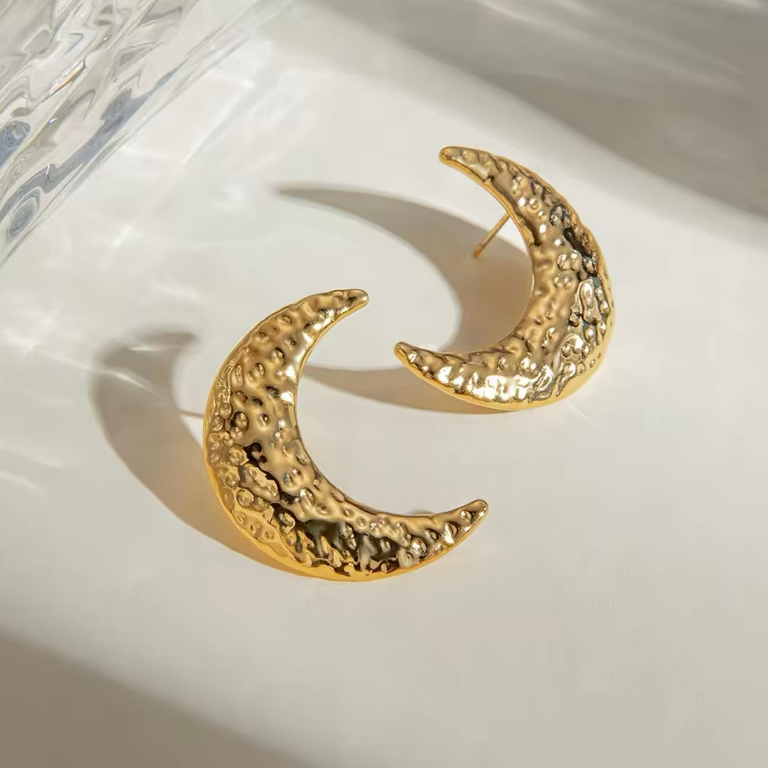 Take me to the Moon Stud Earrings -18KT Gold Plated