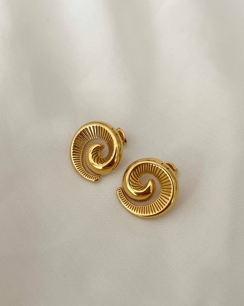 Twisted Spiral Stud Earrings - Demifine 18KT Gold Plated