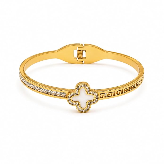 Theia Quatrefoil Cuff Bracelet - 18KT Gold Plated