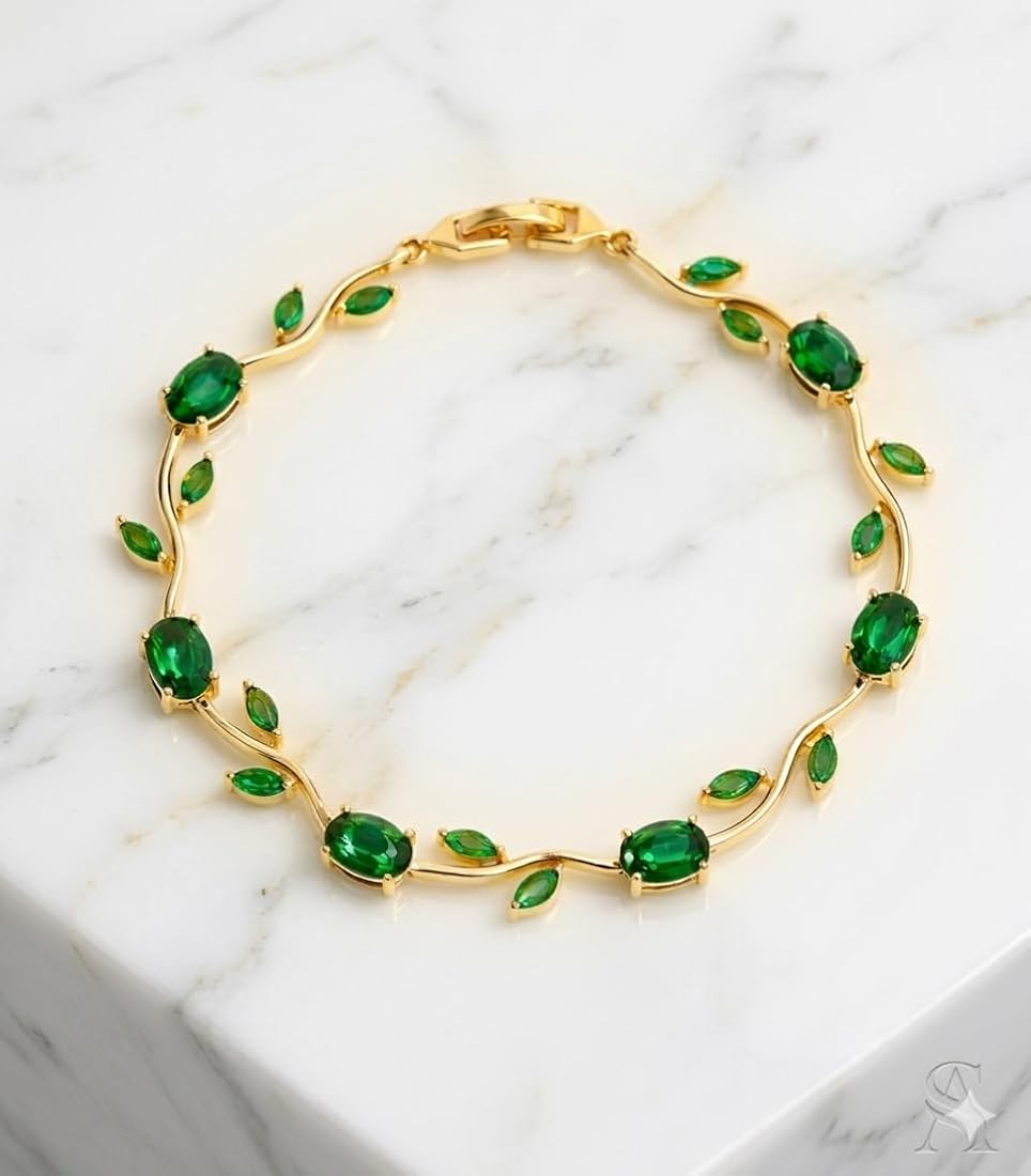Emerald Tulip Bracelet -18KT Gold Plated