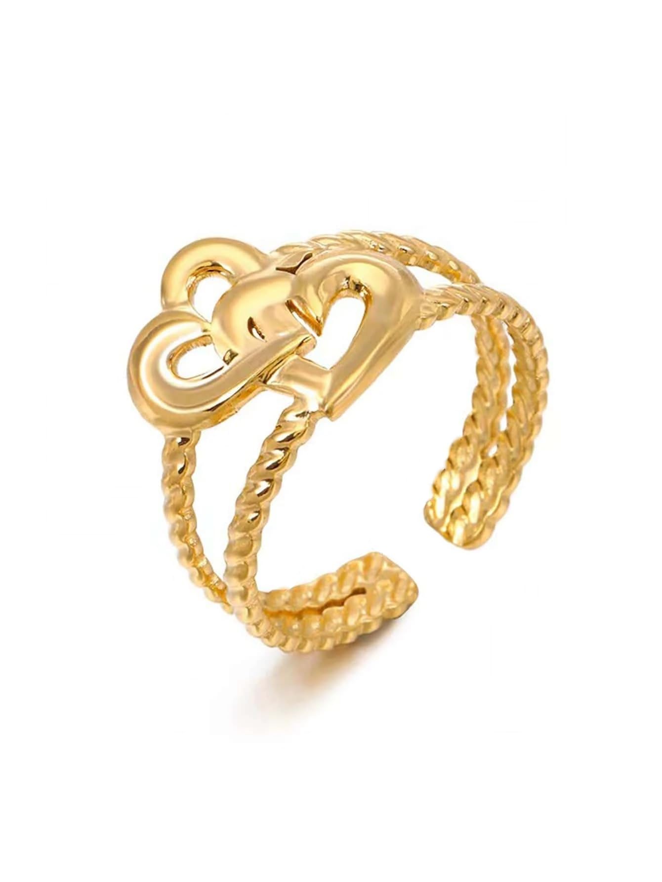 Heart to Heart Connection Ring - 18KT Gold Plated