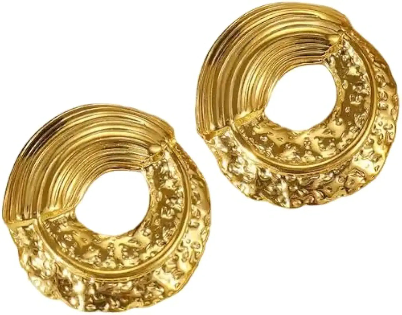 O Textured Stud Earring - Demifine 18KT Gold Plated