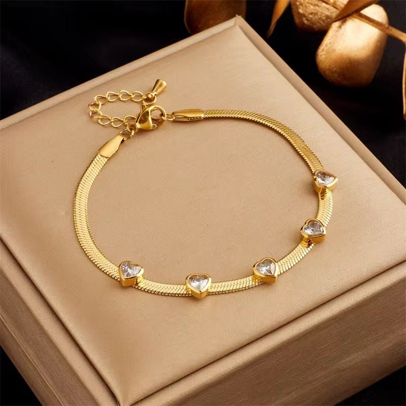 String of Heart Bracelet – 18KT Gold Plated