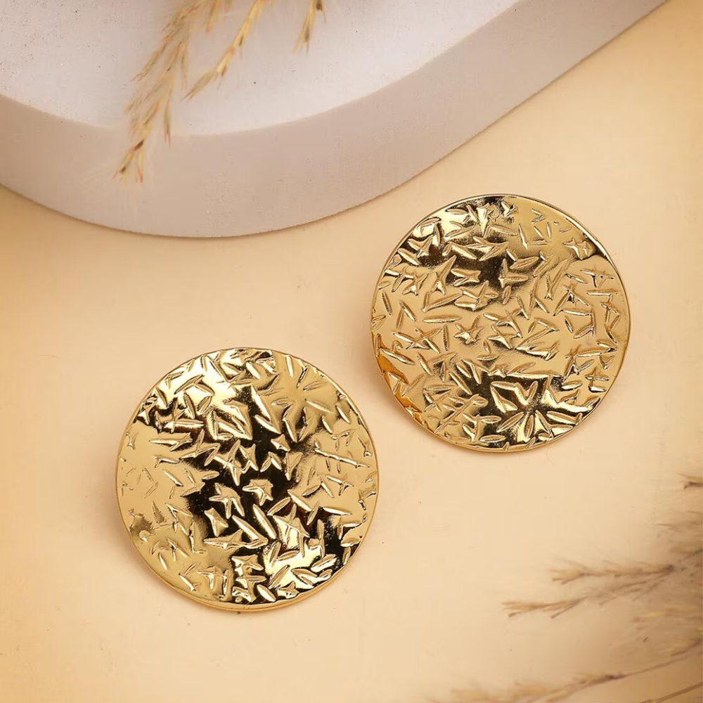 Round Luxe Stud Earring - Demifine 18KT Gold Plated