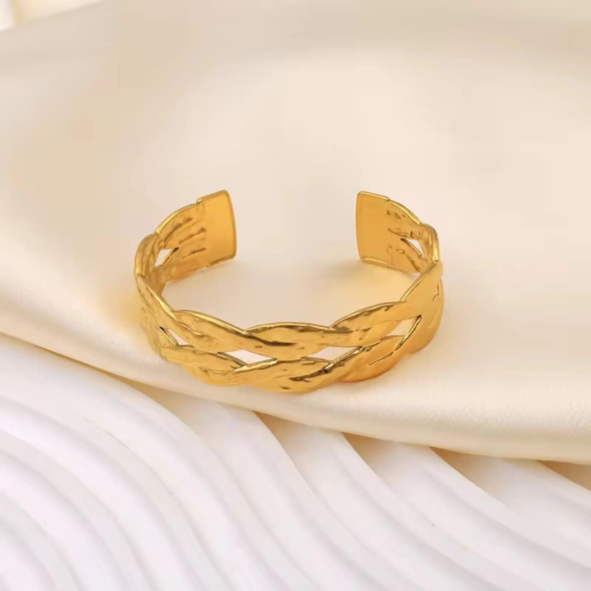 Textured Hammered Cuff Bracelet - Demifine 18KT Gold Plated