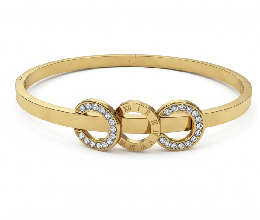 Éternité Crystal Cuff Bracelet - 18KT Gold Plated