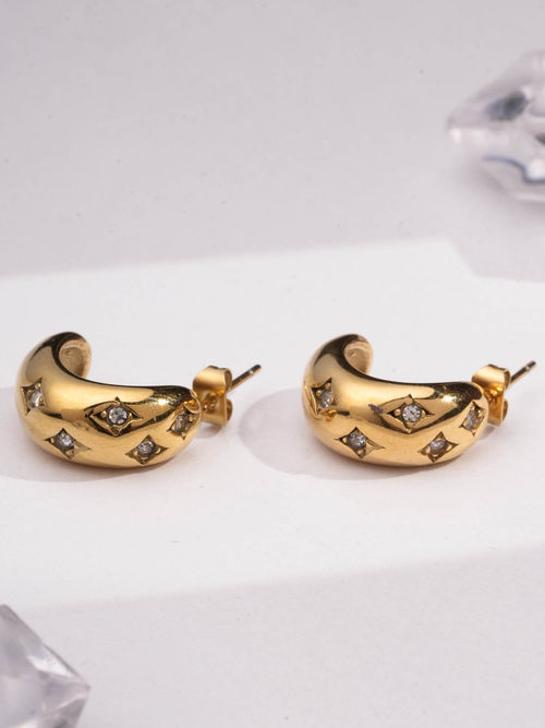 18KT Gold Plated Demifine Celestial Star Stud Earring-