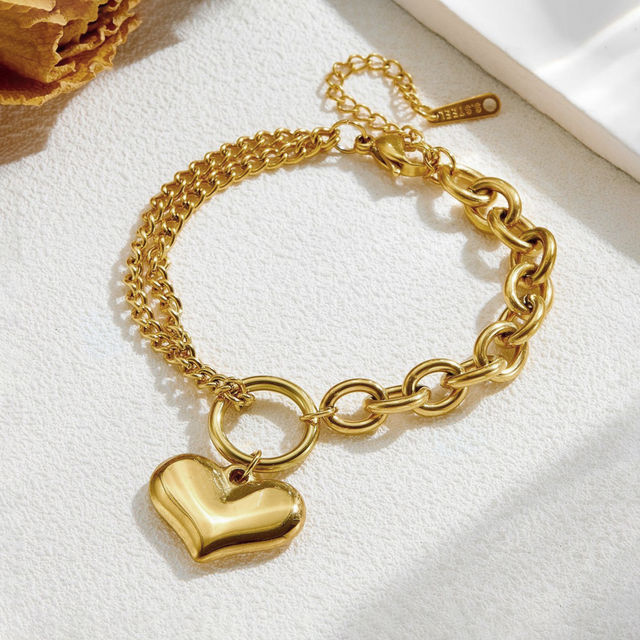 Multilayer Heart Charm Bracelet - Demifine 18KT Gold Plated