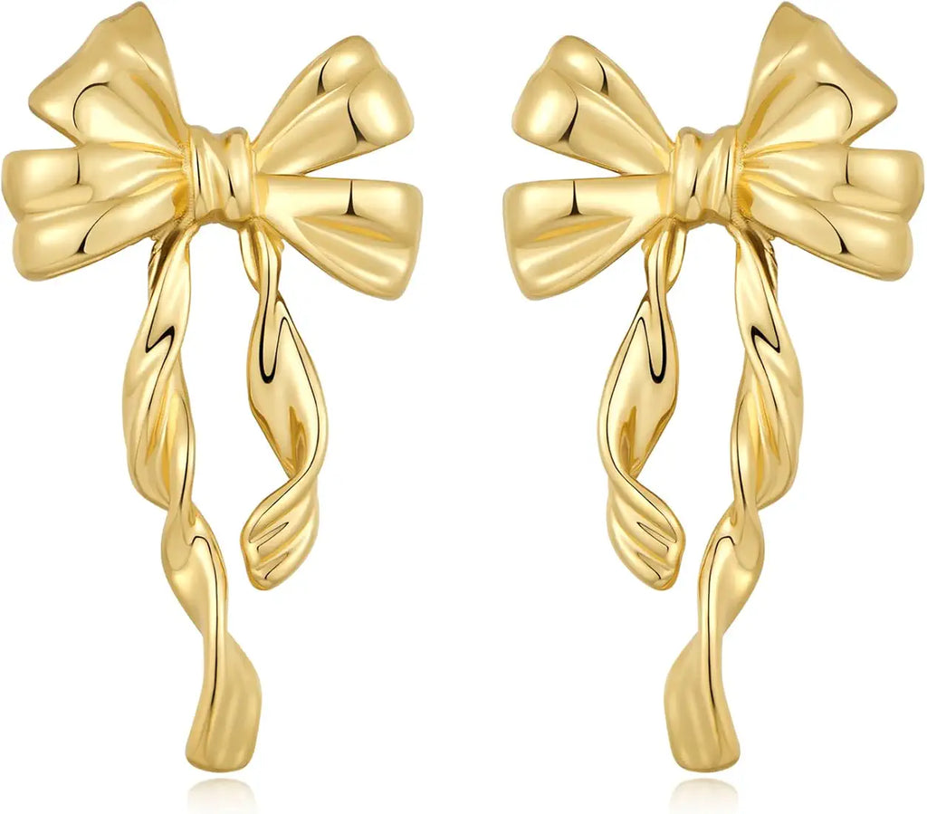 Big Pookie Bow Statement Earrings - Demifine 18KT Gold Plated