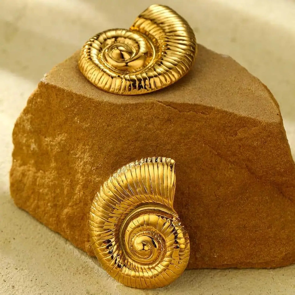 Spiral Seashell Statement Earring - Demifine 18KT Gold Plated