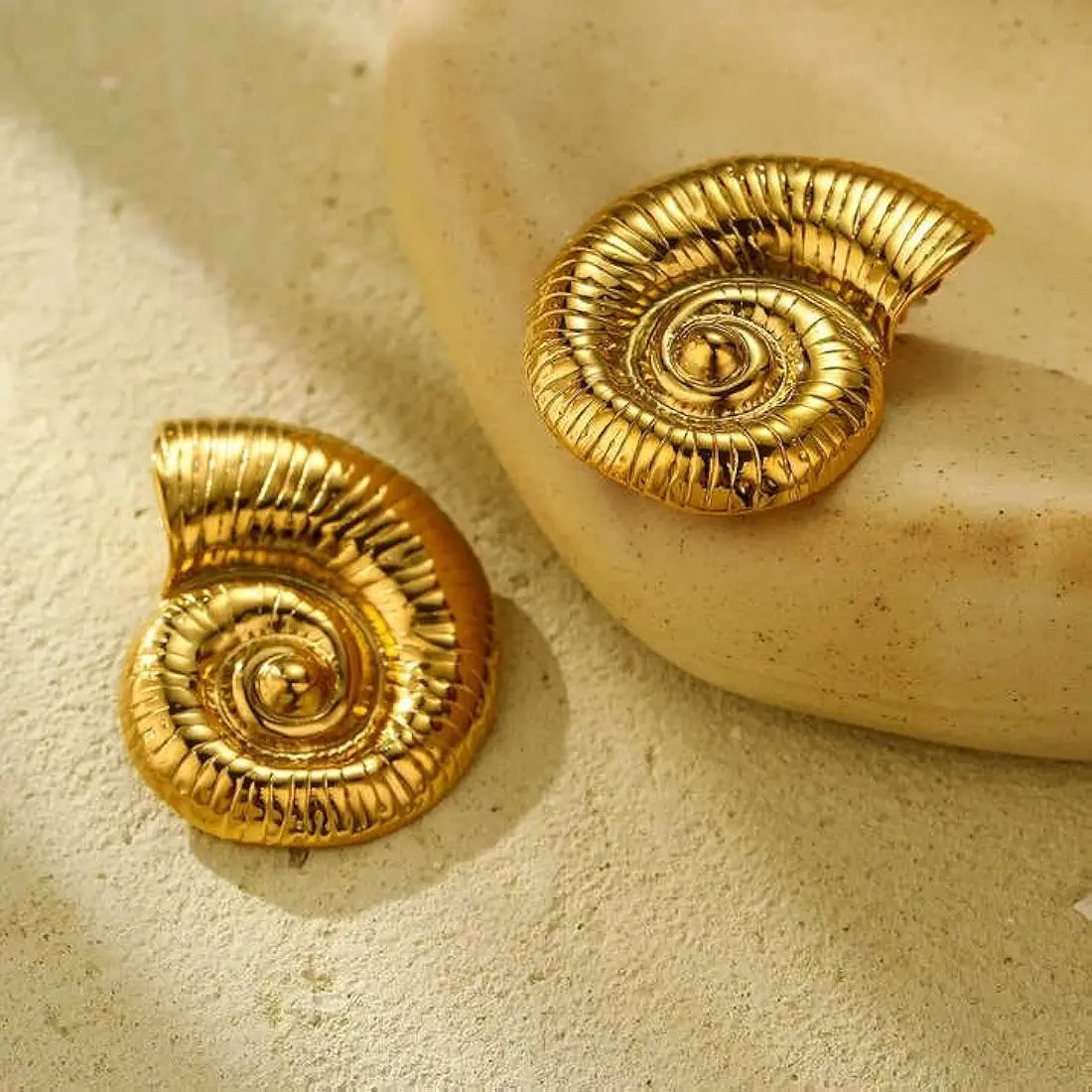 Spiral Seashell Statement Earring - Demifine 18KT Gold Plated