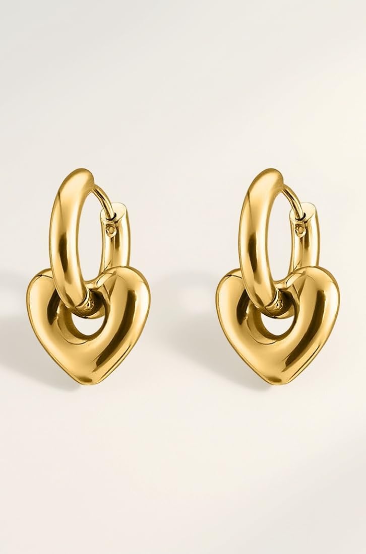Heart Huggie Earrings -18KT Gold Plated