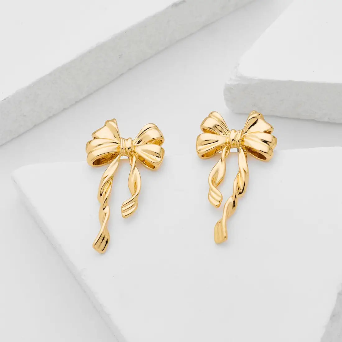 Big Pookie Bow Statement Earrings - Demifine 18KT Gold Plated
