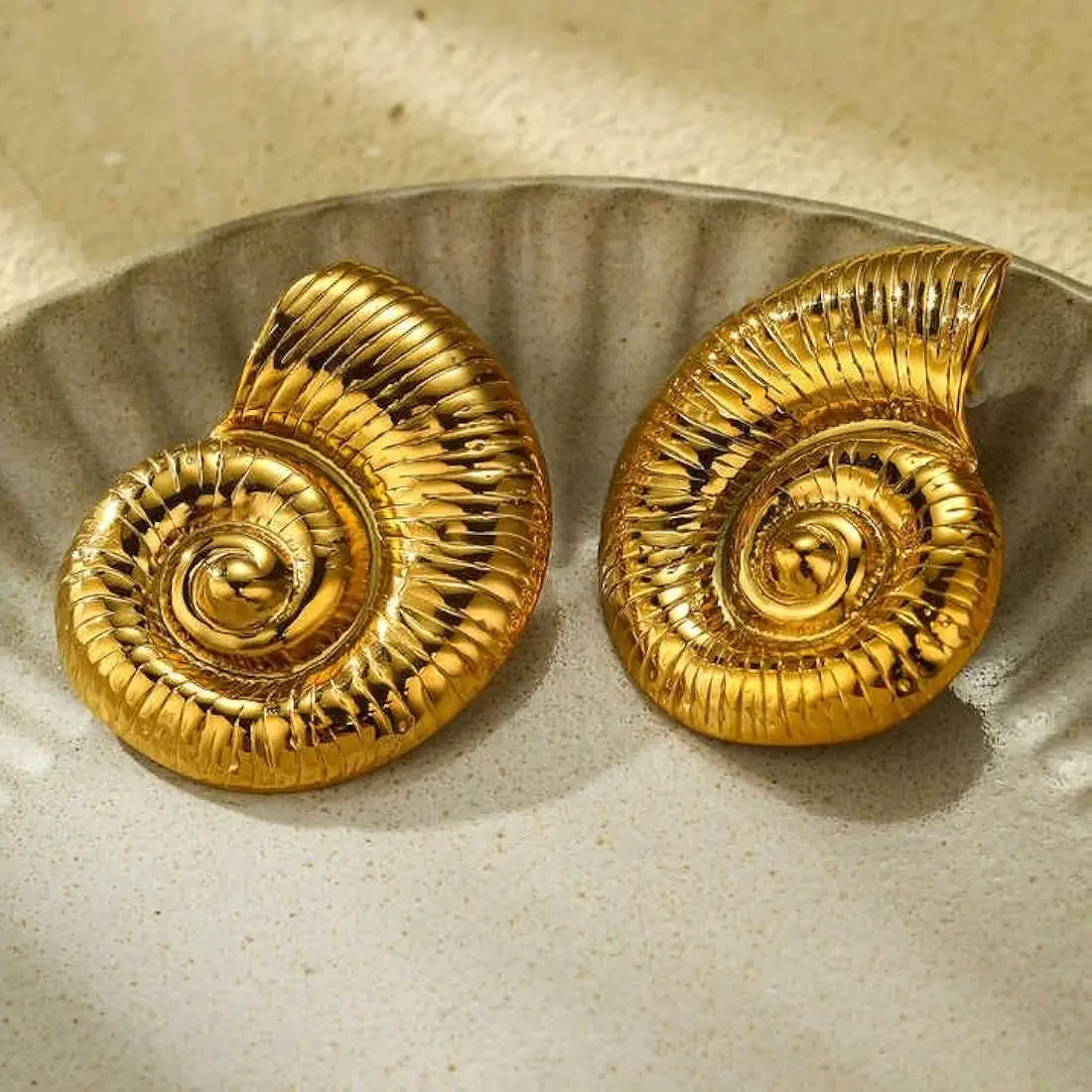 Spiral Seashell Statement Earring - Demifine 18KT Gold Plated