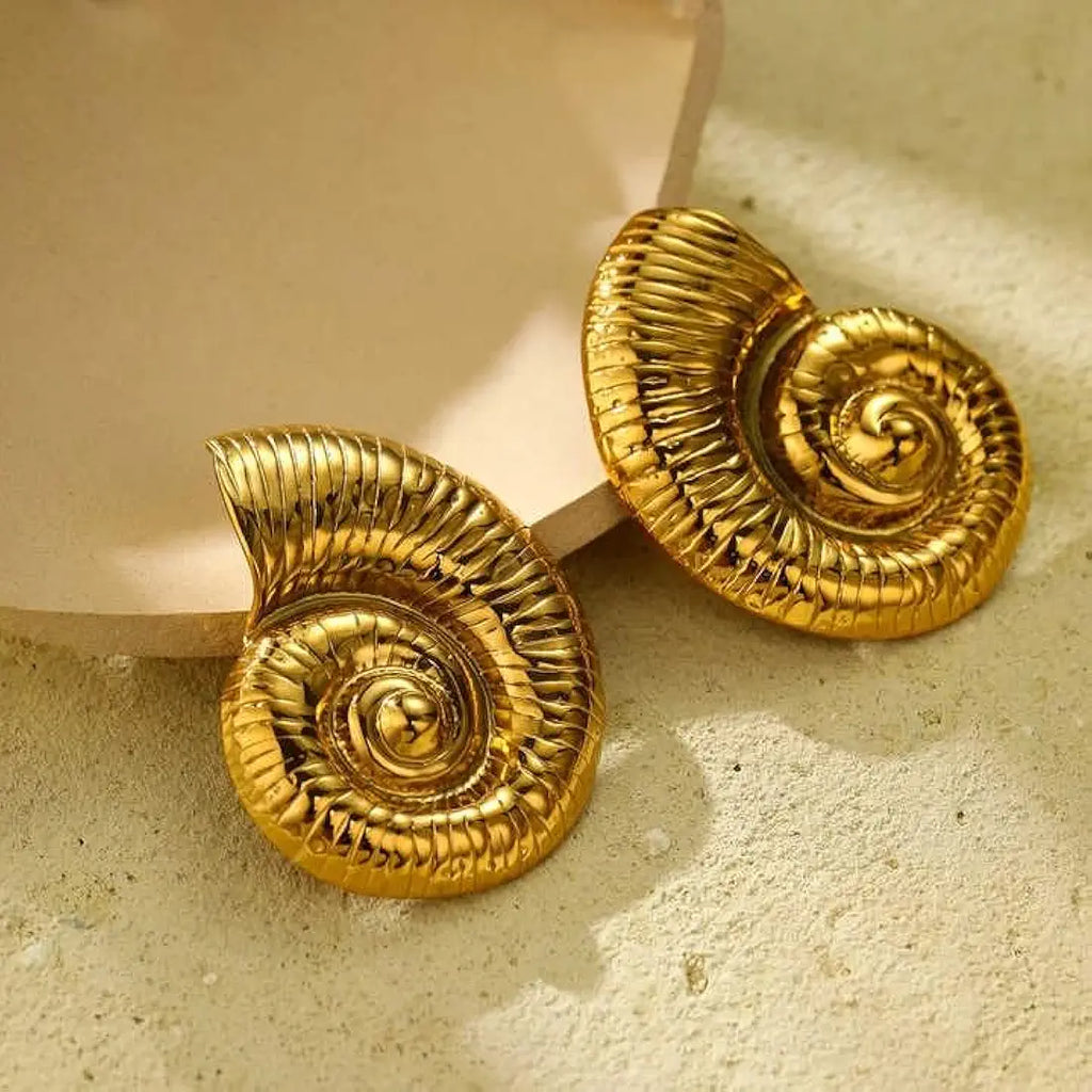 Spiral Seashell Statement Earring - Demifine 18KT Gold Plated