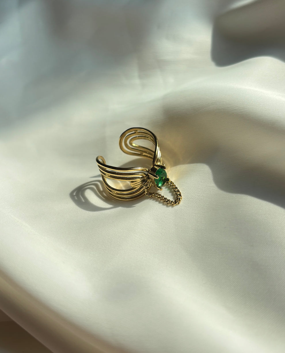 Ray of Emerald Statement Ring- Demifine 18KT Gold Plated