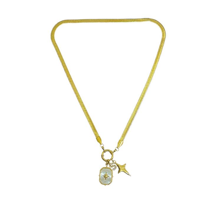 Celestial Northstar and S Alphabet Charms Pendant Chain - Demifine 18KT Gold Plated
