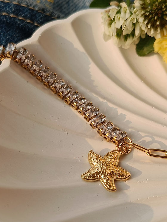 Starfish Charm Tennis Bracelet - Demifine 18KT Gold Plated