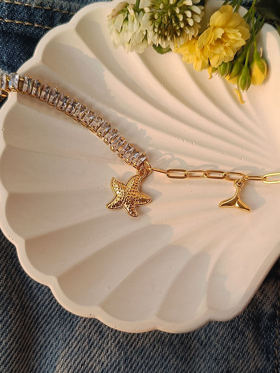 Starfish Charm Tennis Bracelet - Demifine 18KT Gold Plated