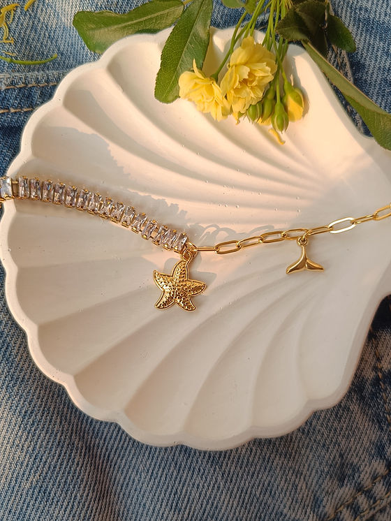Starfish Charm Tennis Bracelet - Demifine 18KT Gold Plated