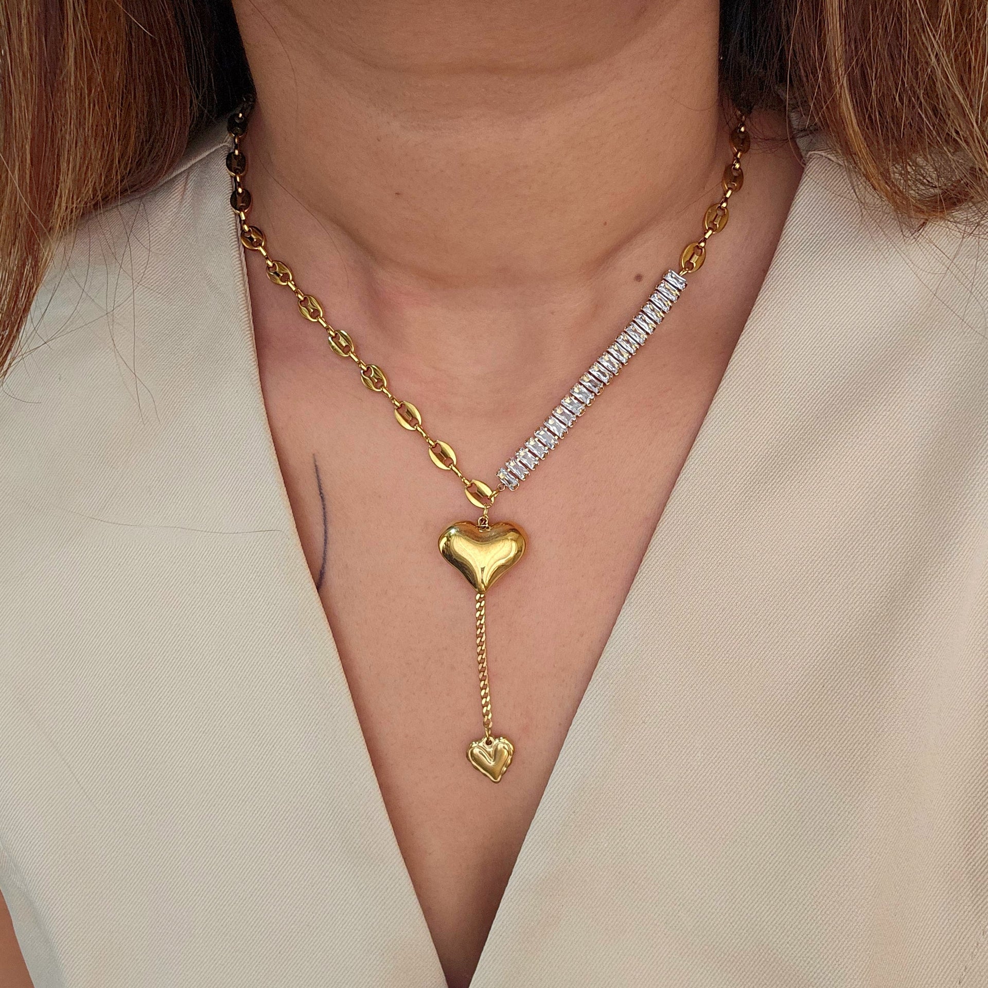 I heart Tennis Dazzling love Pendant Chain - Demifine 18KT Gold Plated