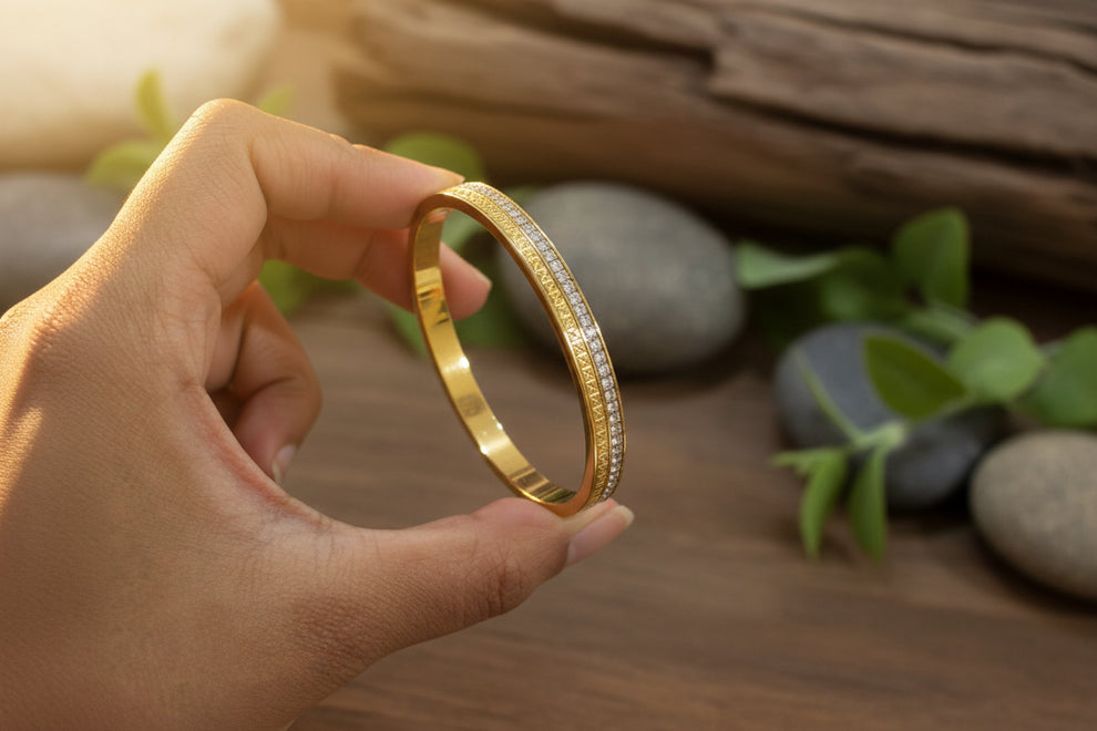 Timeless Radiance Cuff Bracelet- Demifine 18KT Gold Plated