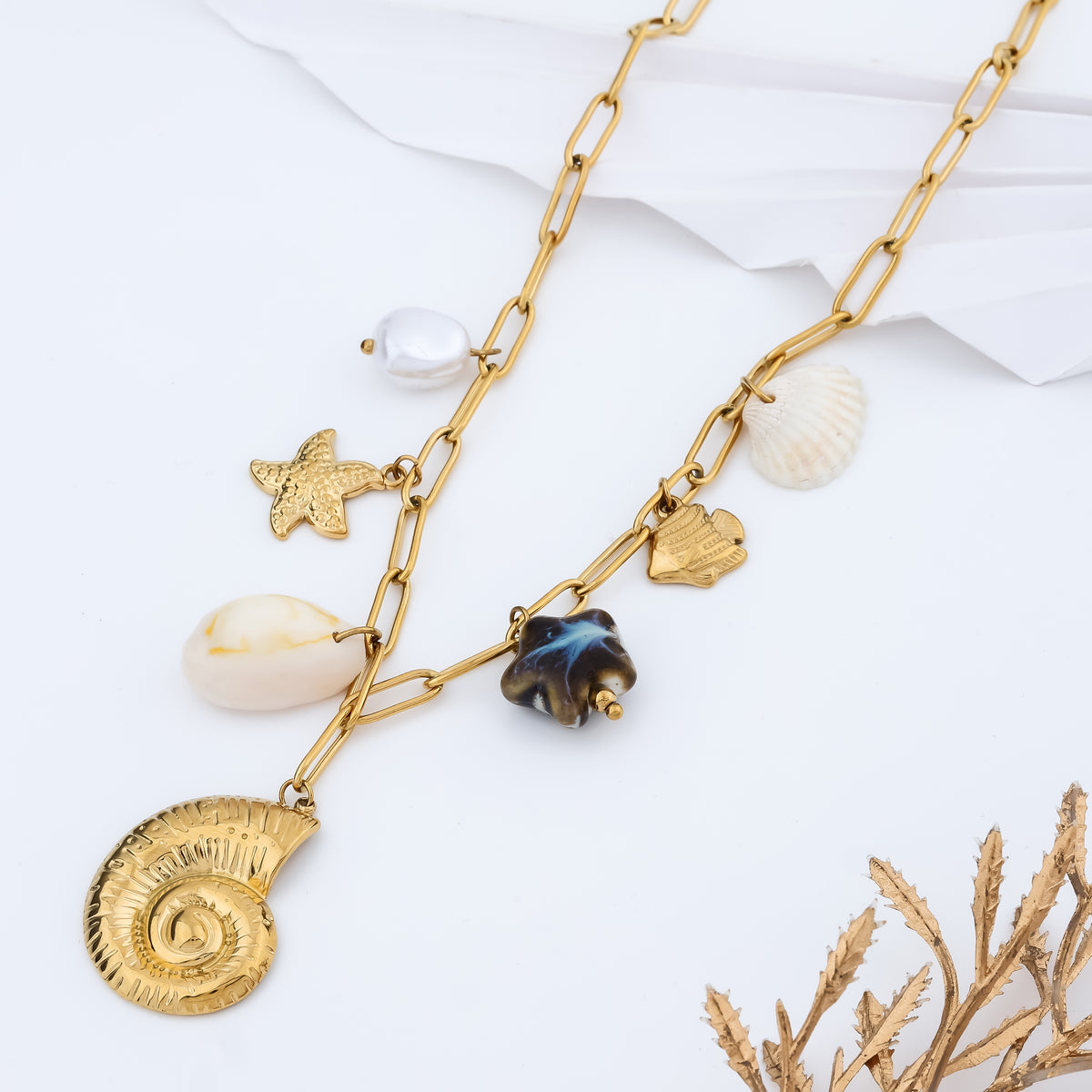 Shell Drama Pendant - 18KT Gold Plated