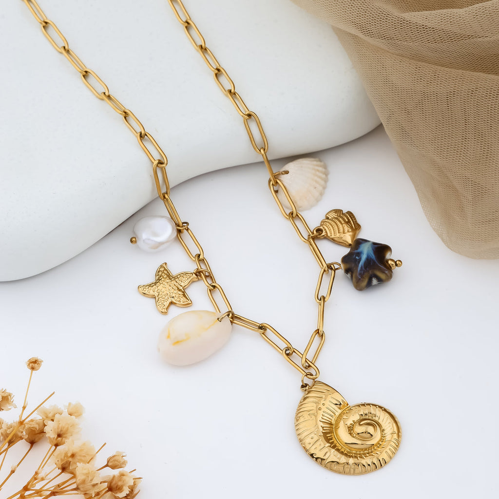 Shell Drama Pendant - 18KT Gold Plated