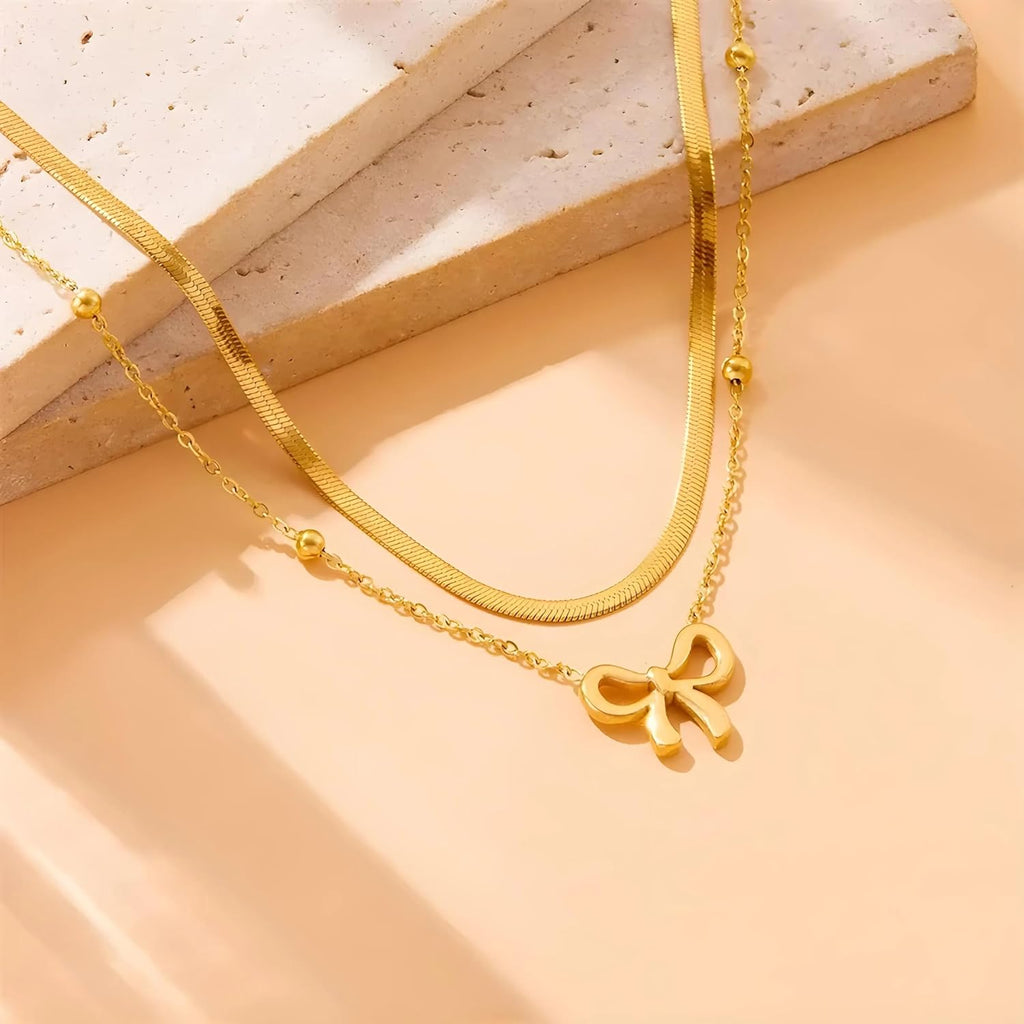 Pookie Bow Multilayer Pendant -18KT Gold Plated