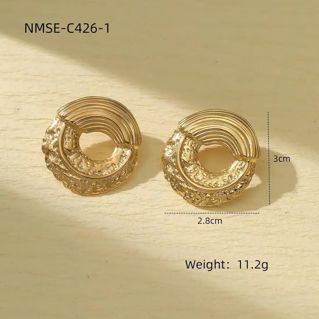 O Textured Stud Earring - Demifine 18KT Gold Plated