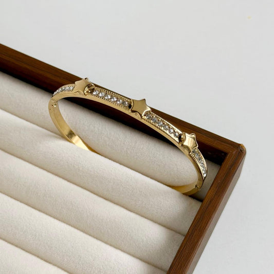 Stellar Star Pave Cuff Bracelet – 18KT Gold Plated