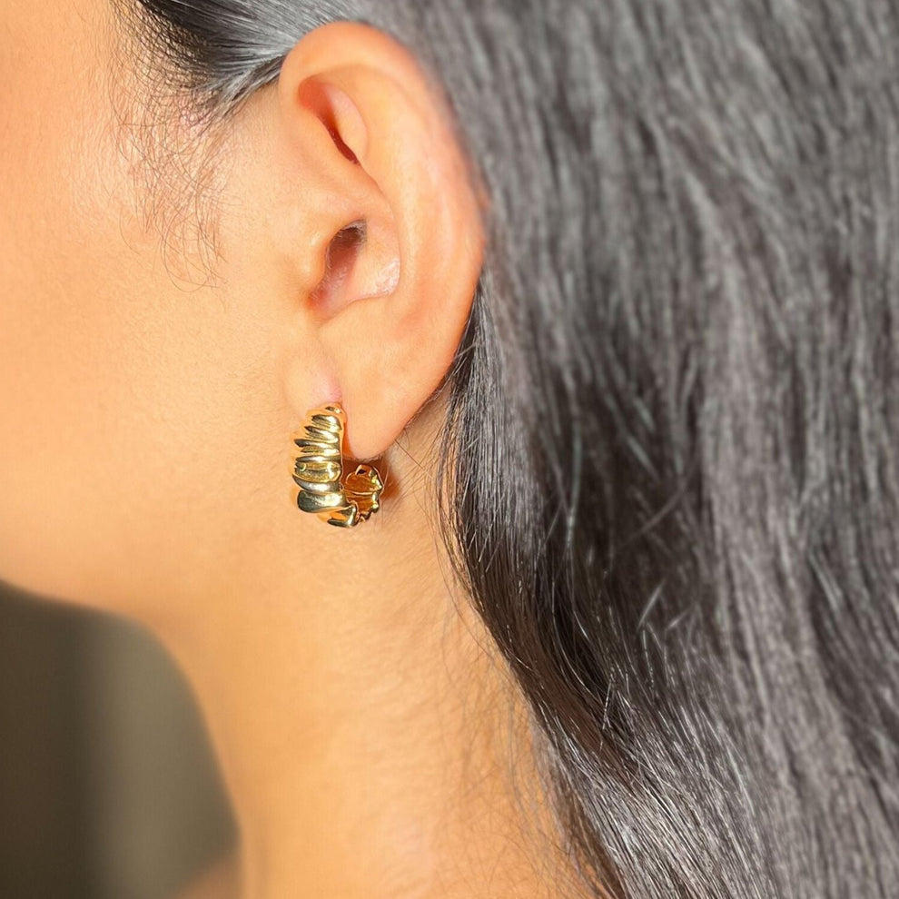Croissant Hoop Earrings-18KT Gold Plated