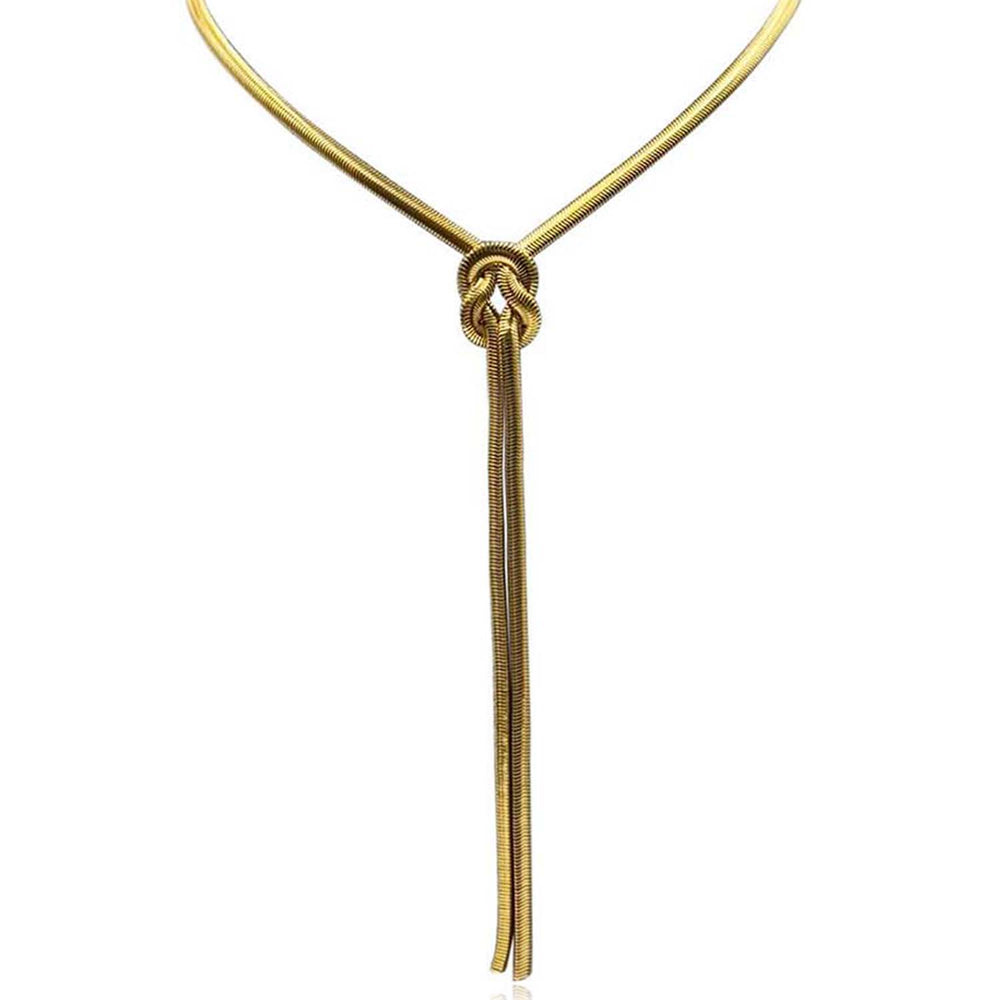 Twisted Knot Snake Chain long Pendant - Demifine 18KT Gold Plated