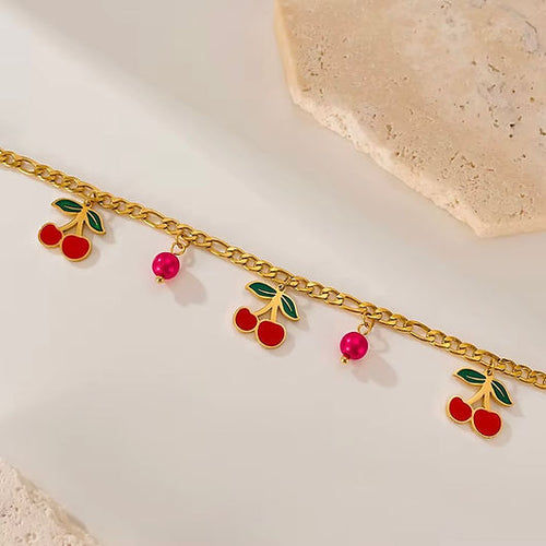 Cherry on Top Multicharm Bracelet - Demifine 18KT Gold Plated