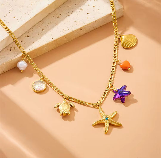 Beach Please Charms Pendant -18KT Gold Plated Antitarnish