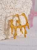 Mini Rectangular Melting Hoop Earrings - Demifine 18KT Gold Plated