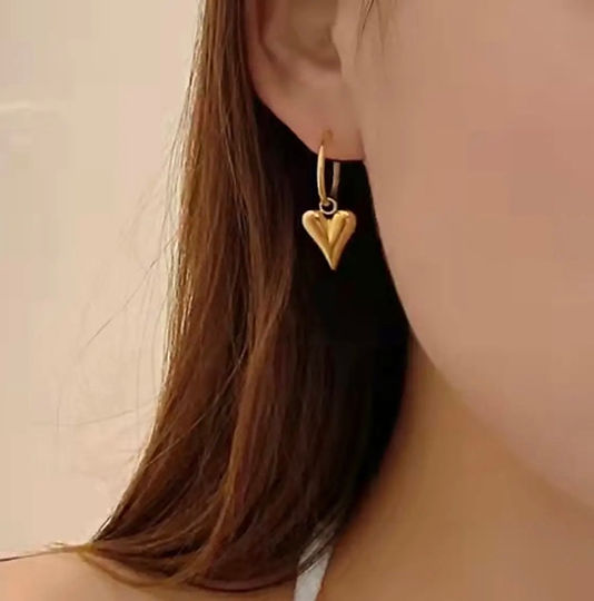 Mini Heart Gold Plated Antitarnish Hoop Earring