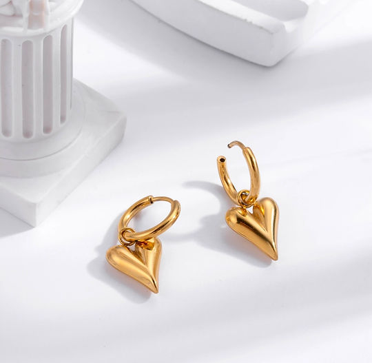 Mini Heart Gold Plated Antitarnish Hoop Earring